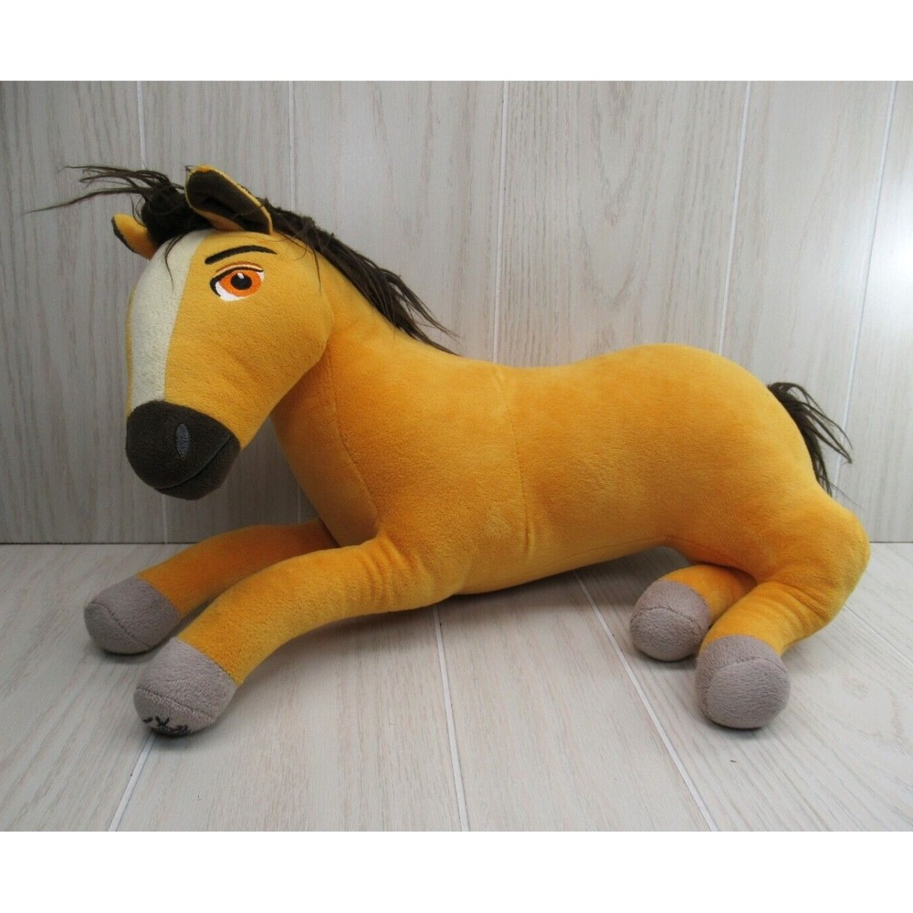 Dreamworks Spirit Riding Free Large Yellow Brown Plush Horse‎ lying down 20-22"